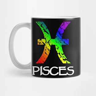 Pisces Zodiac Symbol in Rainbow Color Mug